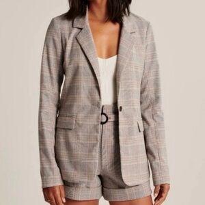 Abercrombie & Fitch Gray Plaid Blazer